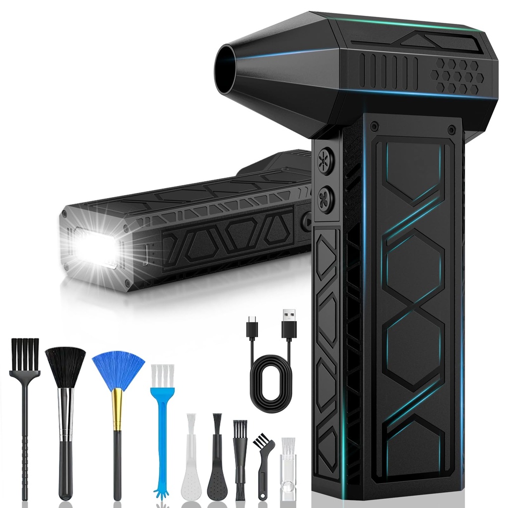 Electric Air Duster with Flashlight,180000RPM Compressed Air Duster Turbo Fan(10000mAh),Mul