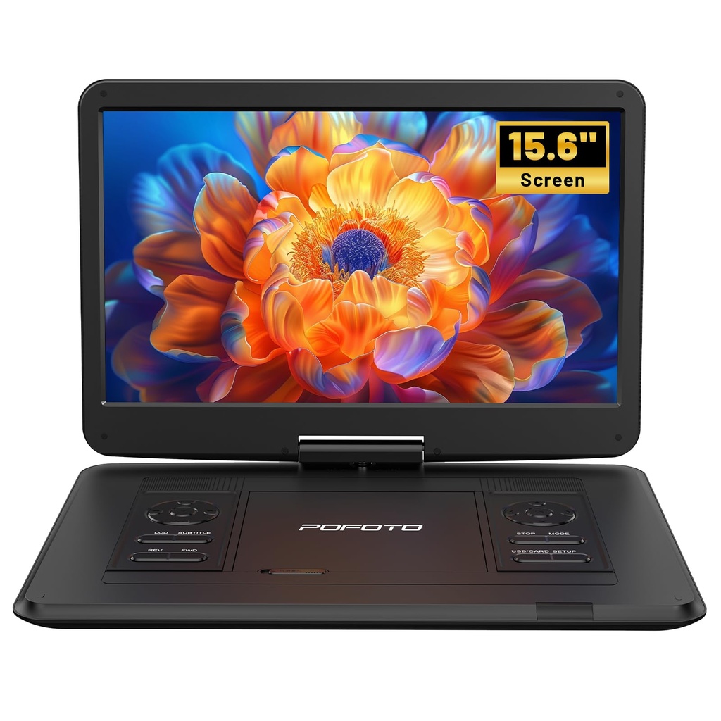 17.5" Portable DVD Player with 15.6" Large HD Swivel Screen, 6 Hours Battery, Region Free