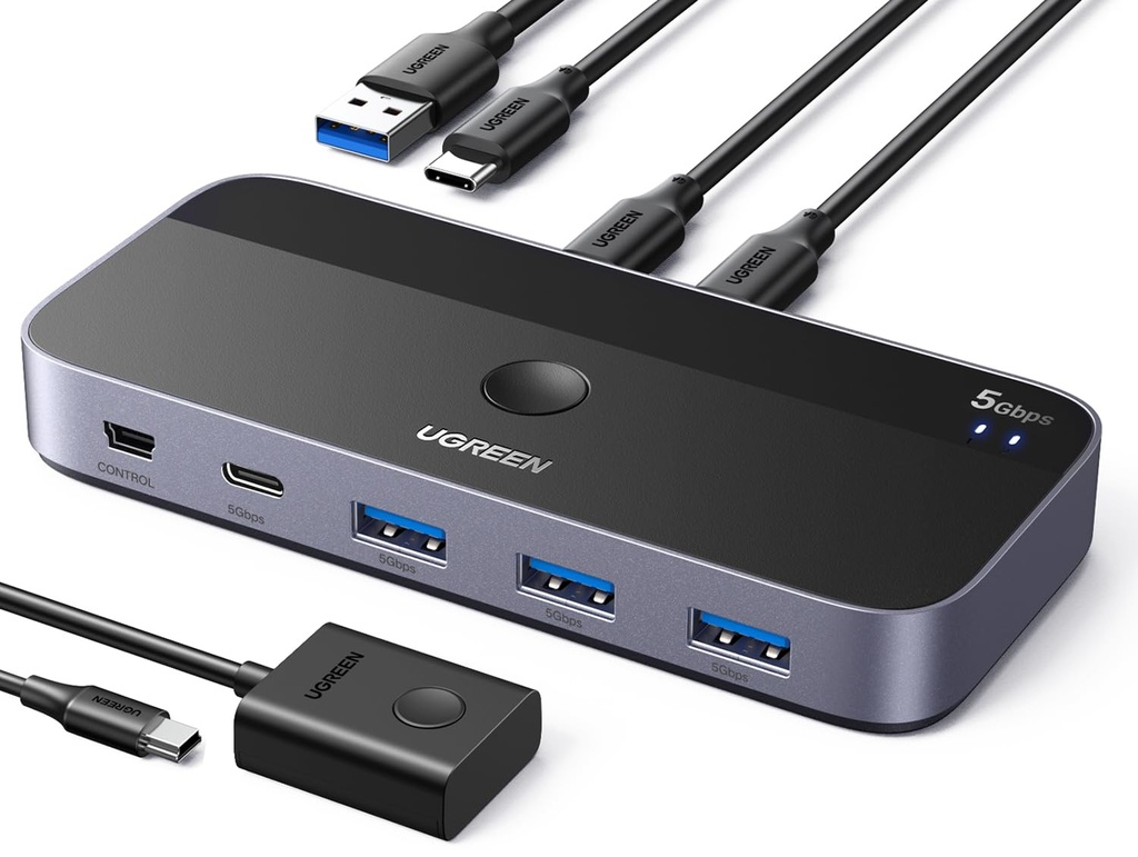 UGREEN 3.0 Switch - 2PC Share USB-C and 3 USB-A Devices with A to C & C to A Cables