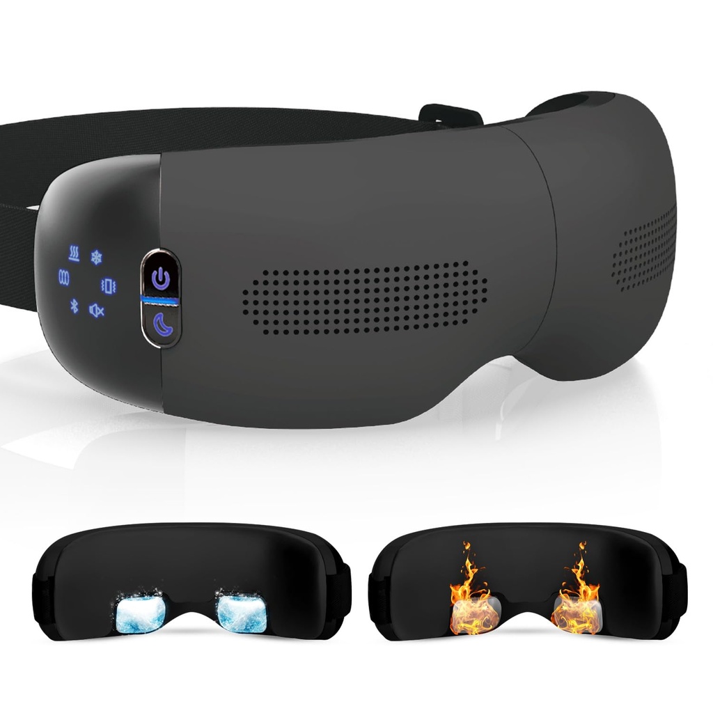 HubiCare Heated and Cooling Eye Massager with Soft Cushion Fit 3D Airbag Kneading Vibration