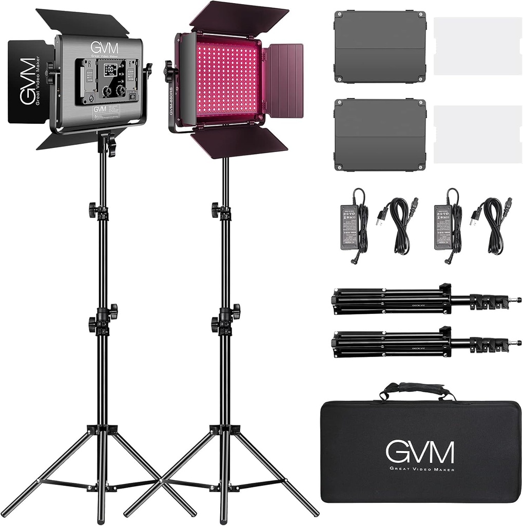 GVM RGB LED Video Light with APP Control, 60W 880RS Photography Shooting Studio Lighting Kit