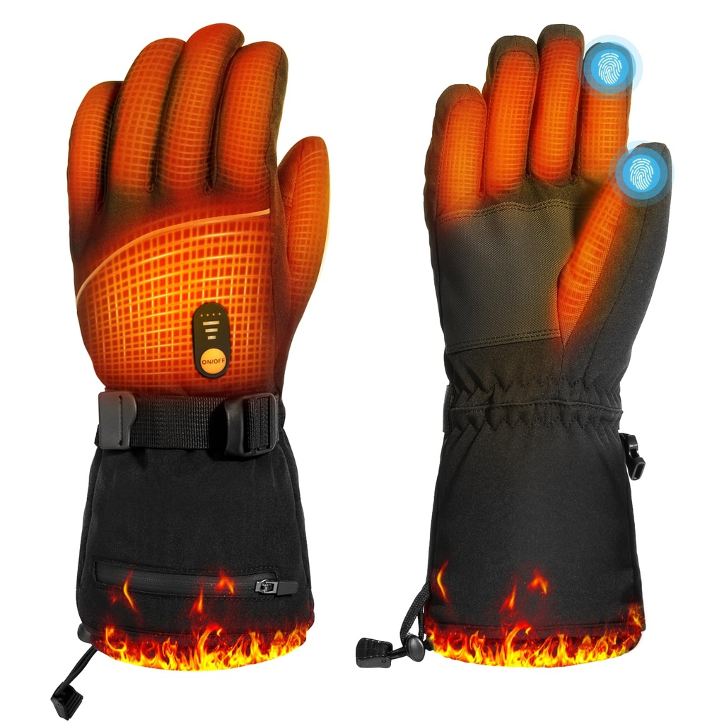 Minthouz Heated Gloves for Men Women, 7.4V 3000mAh Electric Heated Rechargeable Gloves with