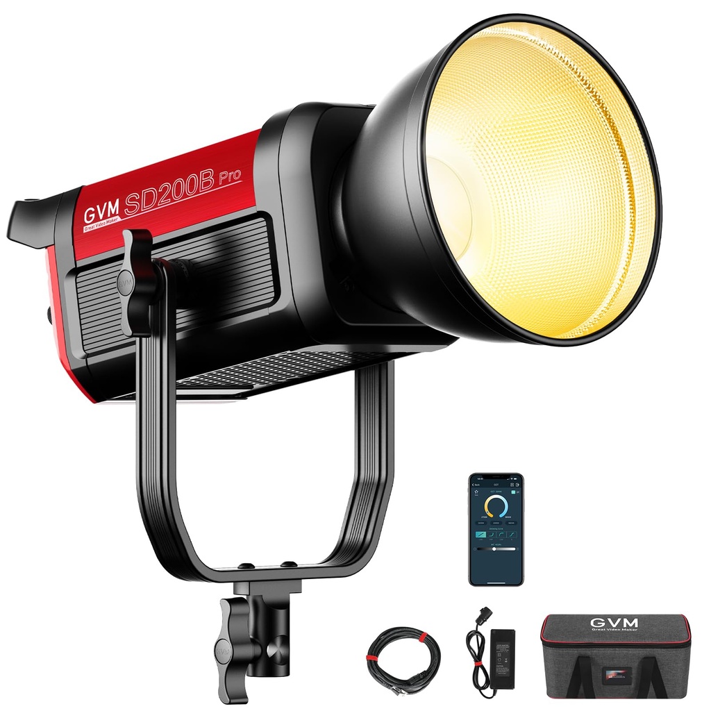 GVM 200W LED Video Light, PRO SD200B Photography Lighting Kit with Bluetooth Mesh Network/D
