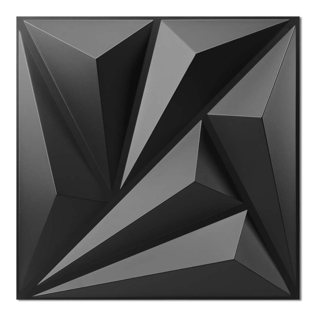 Art3d 20 Pack Decorative 3D Wall Panels Black 11.8"x11.8", 19 Sq.Feet PVC Interior Wall Deco