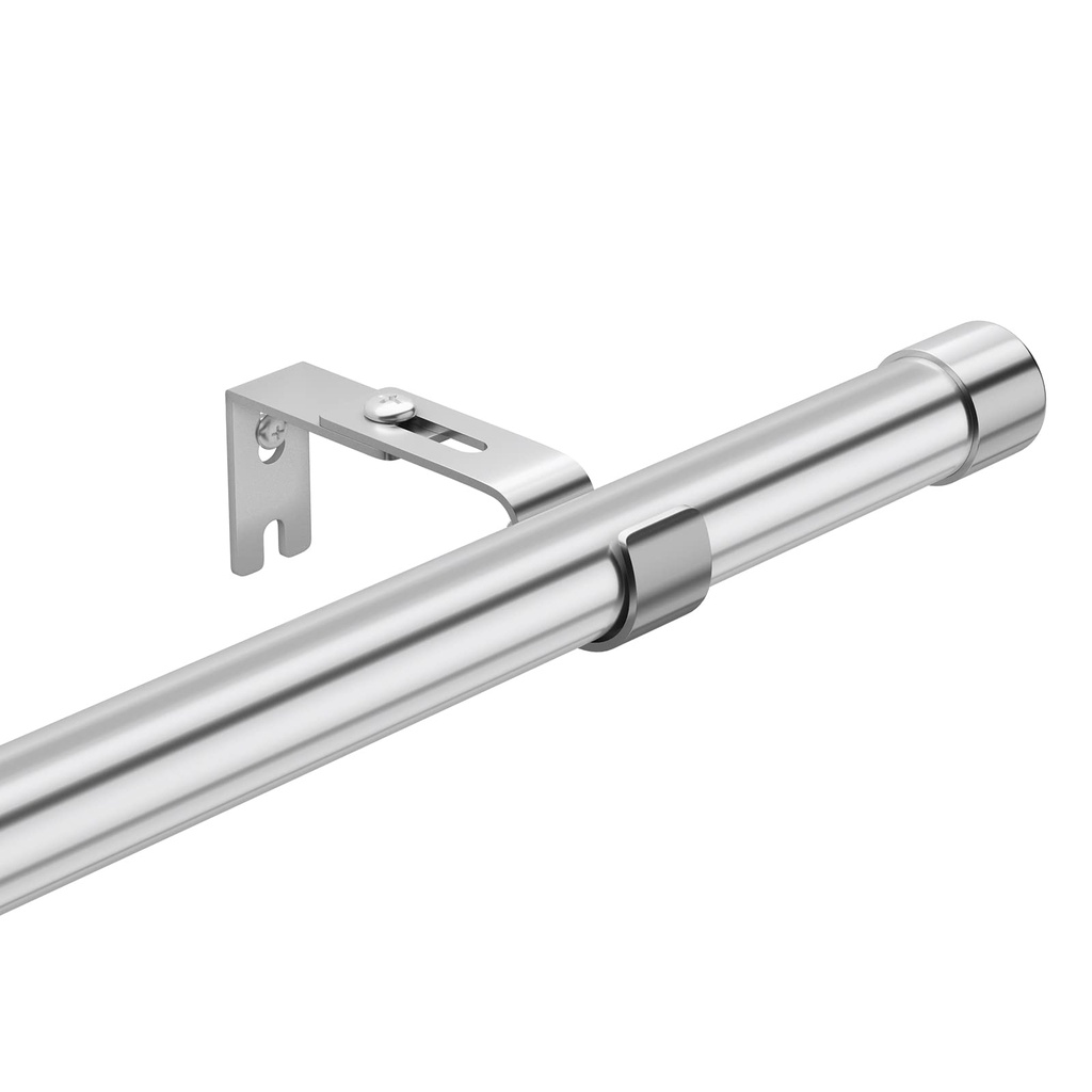 Harrms Curtain Poles for Eyelet Curtains, Silver Curtain rod 76-116cm with with Silver Cap