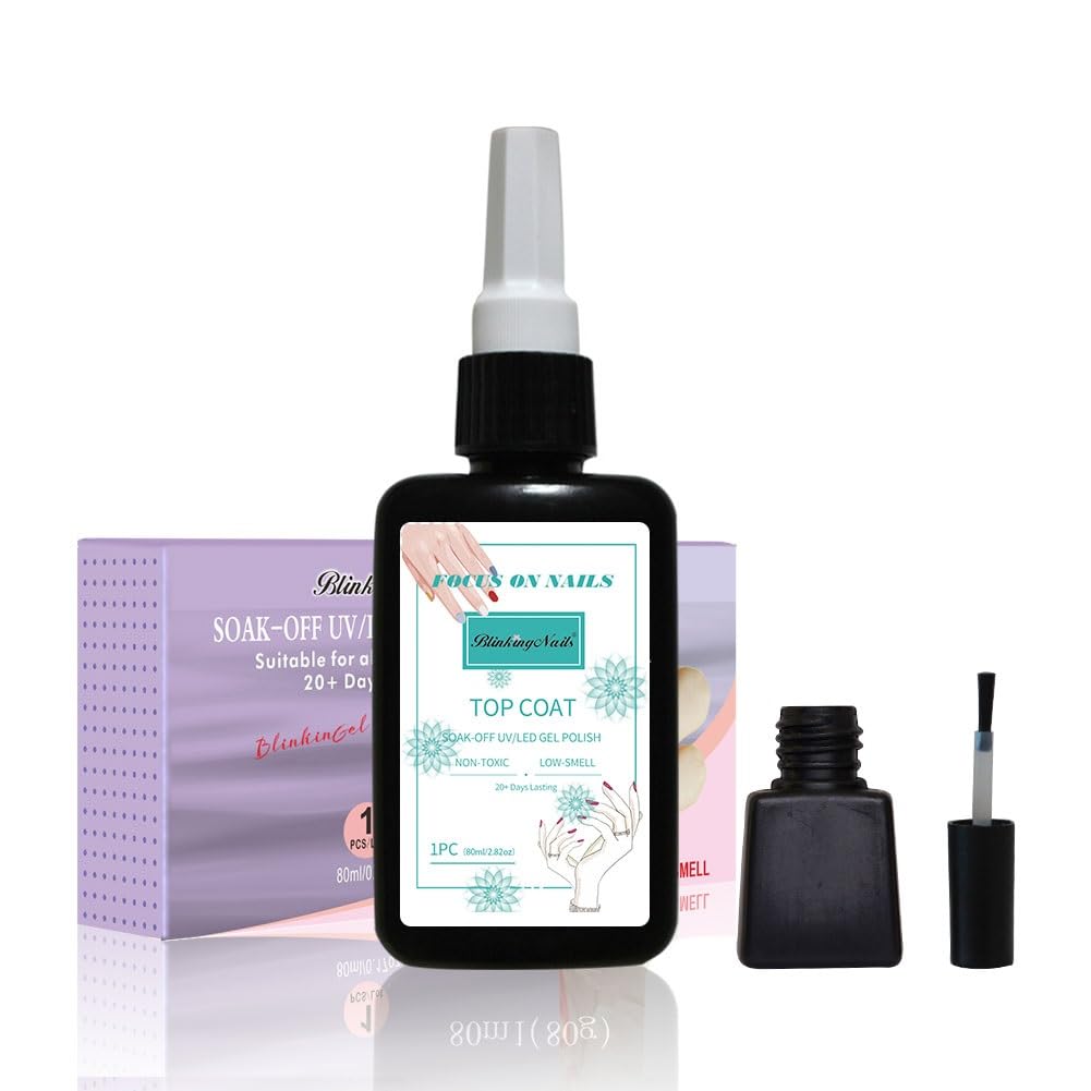 Top Coat No Wipe Gel Nail Polish, Gel Top and Base Coat UV Light Soak Off UV LED Gel Nail L