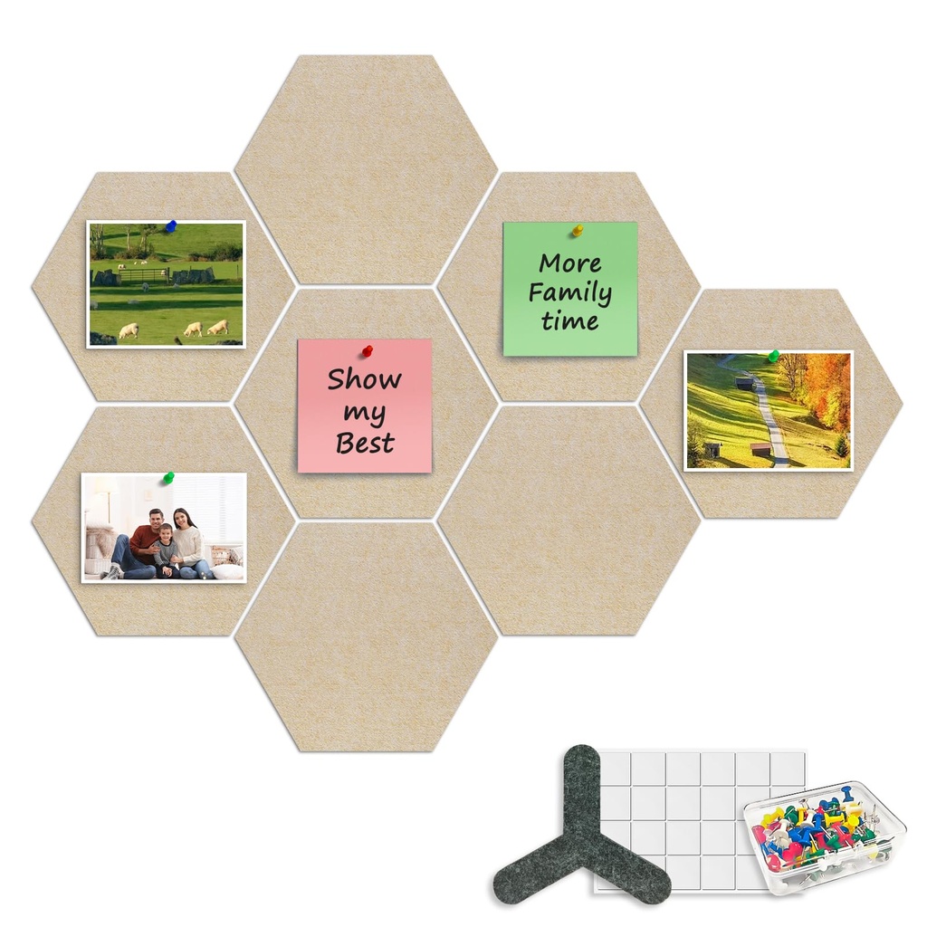 ANLIOTE 6 Pack Felt Display Board Tiles, 30 x 30 cm Square Notice Board - 12mm Thick Memo B