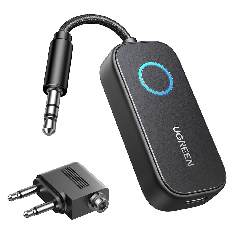 UGREEN Bluetooth 5.3 Transmitter Receiver Airplane Combo, 28H Long Playtime, 2-in-1 Wireless