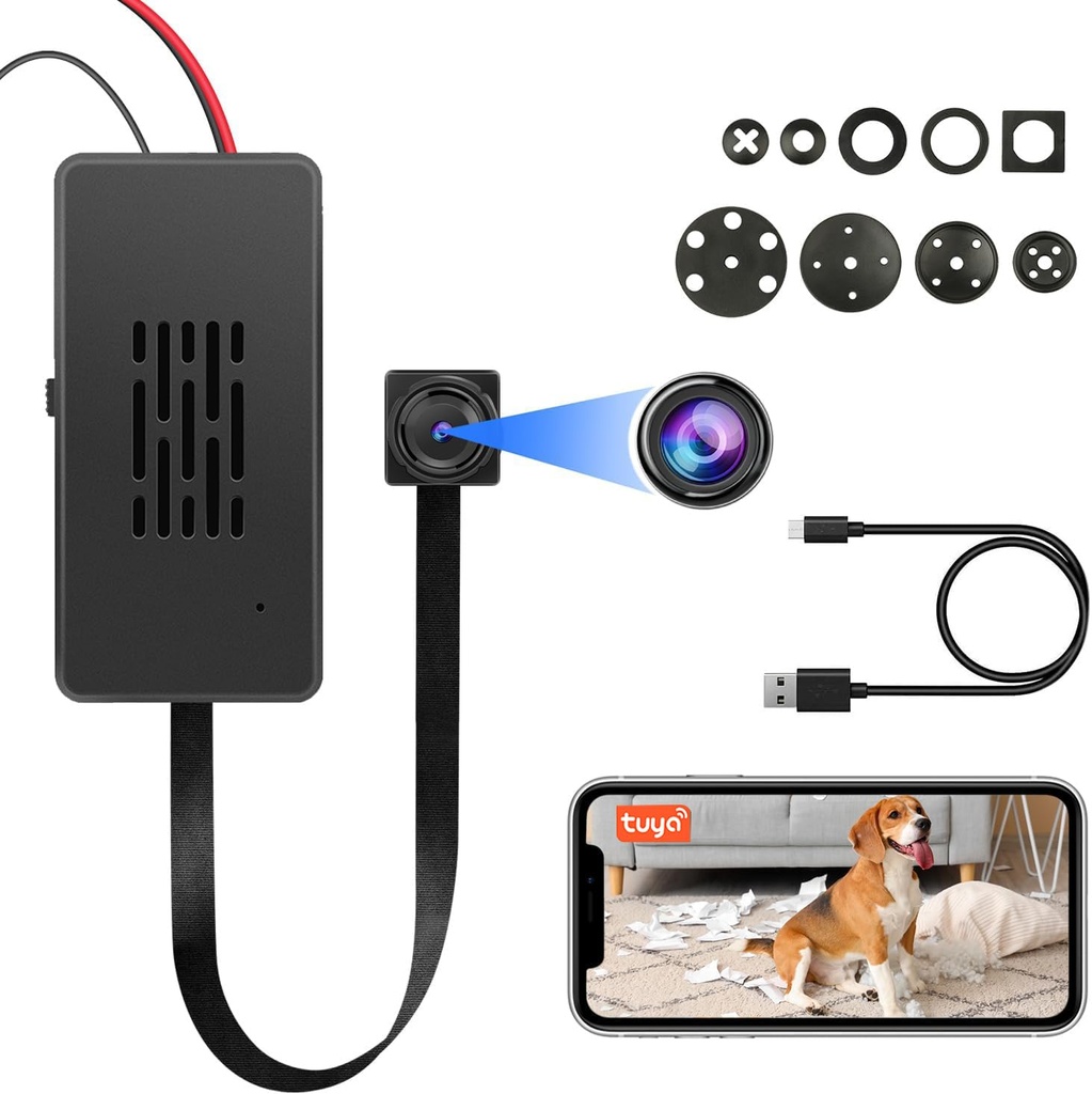 QZT Mini WiFi Camera, Rechargeable 1080P Tuya Smart App 2.4Ghz Compatible Wide Angle, Real-