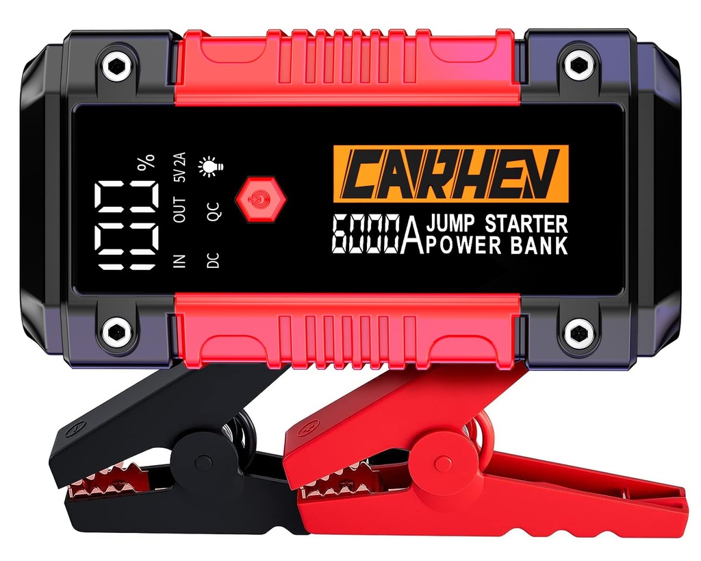 CARHEV 6000A Jump Starter Power Pack, Car Battery Booster Jump Starter (up to 10.0L Gas or 1