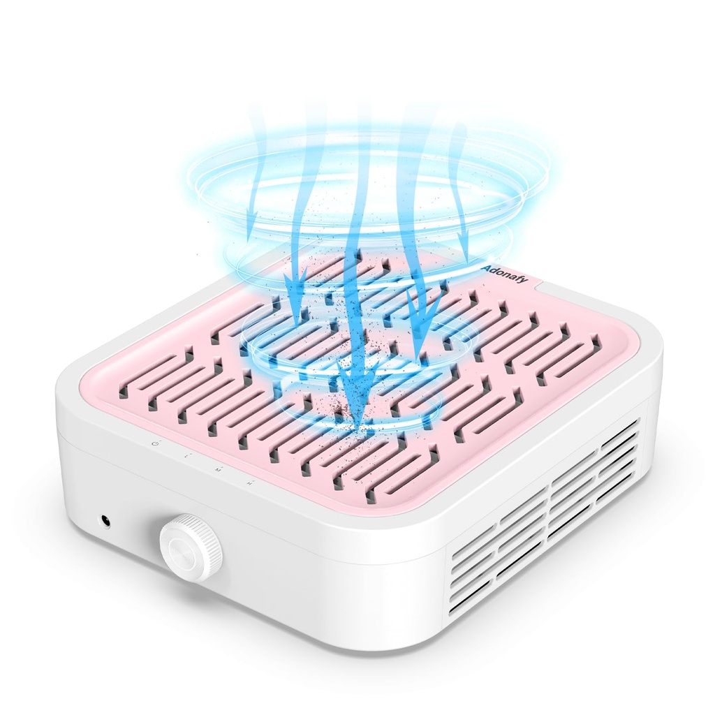 Adonafy Professional Nail Dust Collector: Powerful Nail Extractor Fan Dust Collector with H