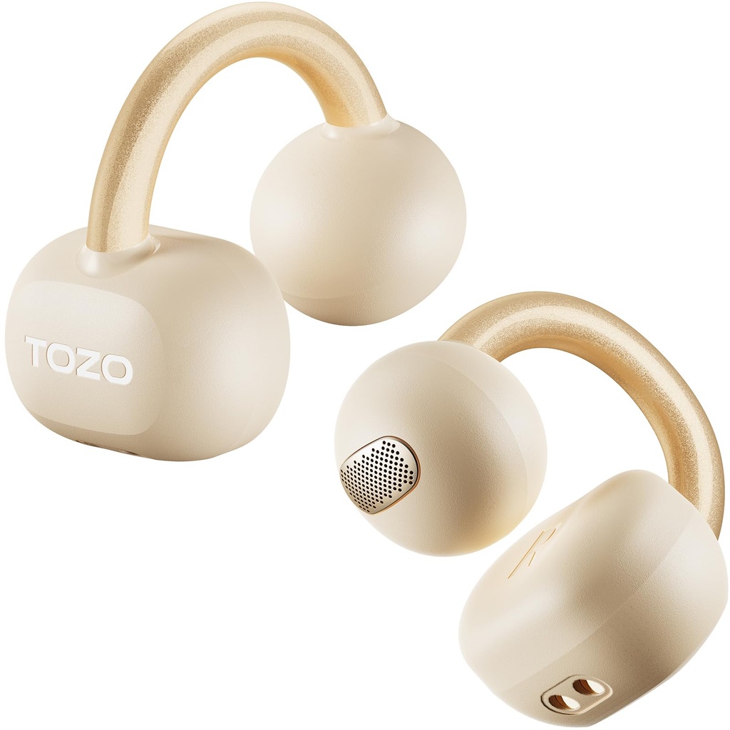 TOZO OpenEarRing Open Ear Headphones, Clip On Earphones, Lightweight Comfort Wireless Open
