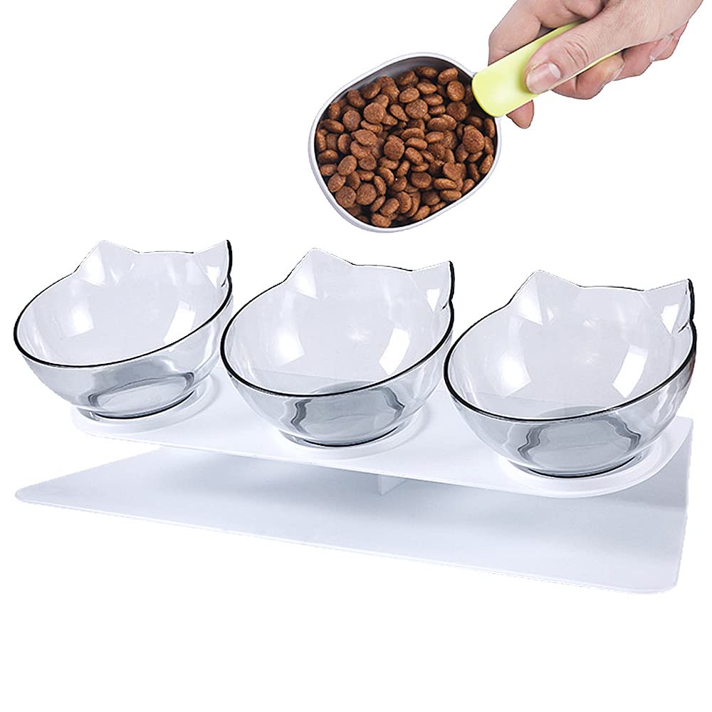 Raised Cat Bowl with Stand, Tilted Cat Bowl for Kitten Elevated Cat Bowl Anti Vomiting Plas