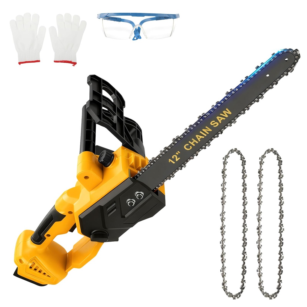 Brushless Chainsaw Compatible with Dewalt 20V Battery, 12 Inch Mini Chainsaw Cordless with 3