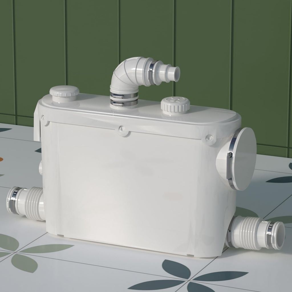 Side Drain Macerator Pump for Wall-Hung Toilet Upflush System, Copper Motor Grinder with Si