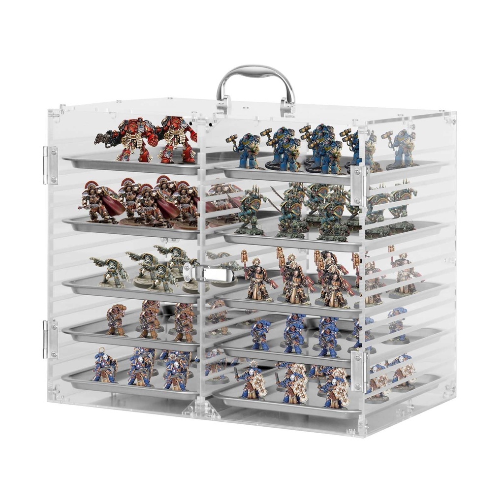 Famard Clear Acrylic Miniature Storage Case, Extra Large Miniatures Carrying Case with 10 Ma