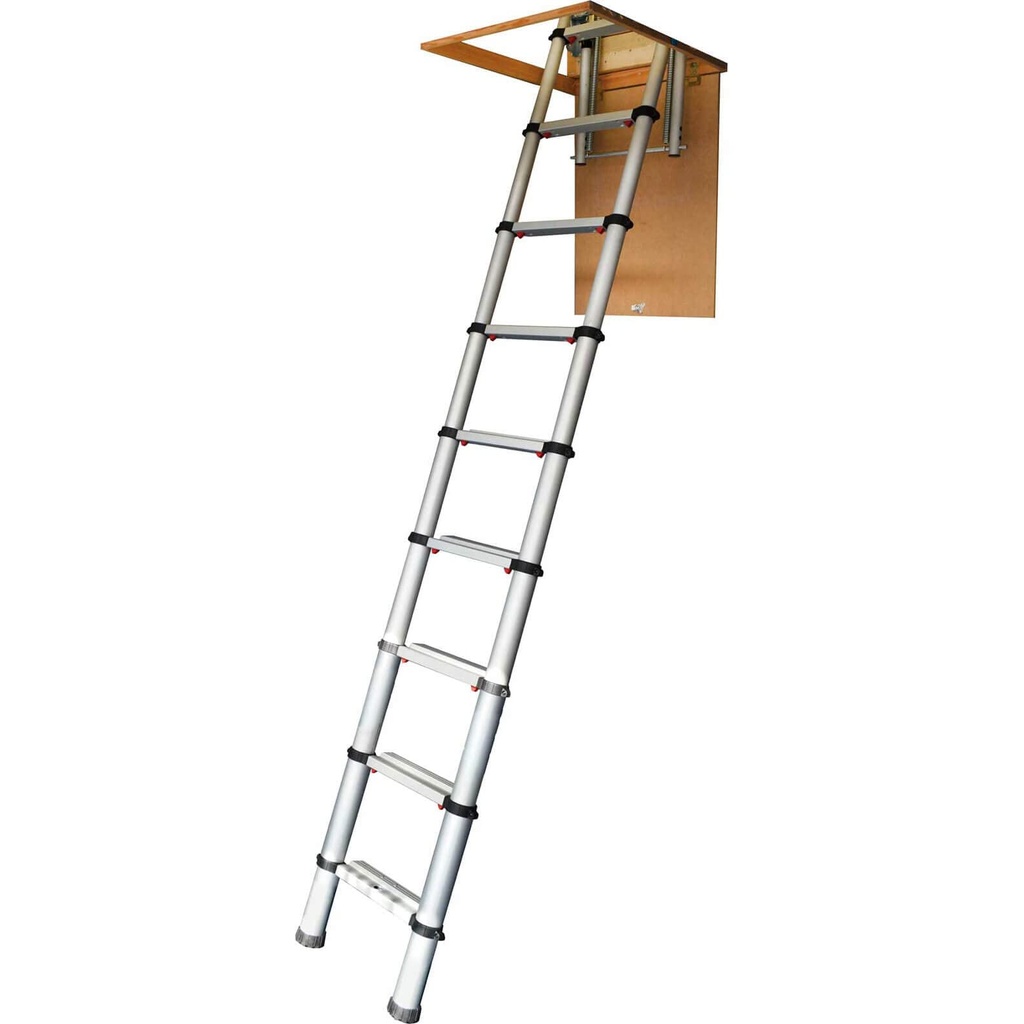 YOUNGMAN 301001 Telescopic Loft Ladder Aluminium 2.9 Metres / 9.51 Feet, Silver, 86.8 x 47.