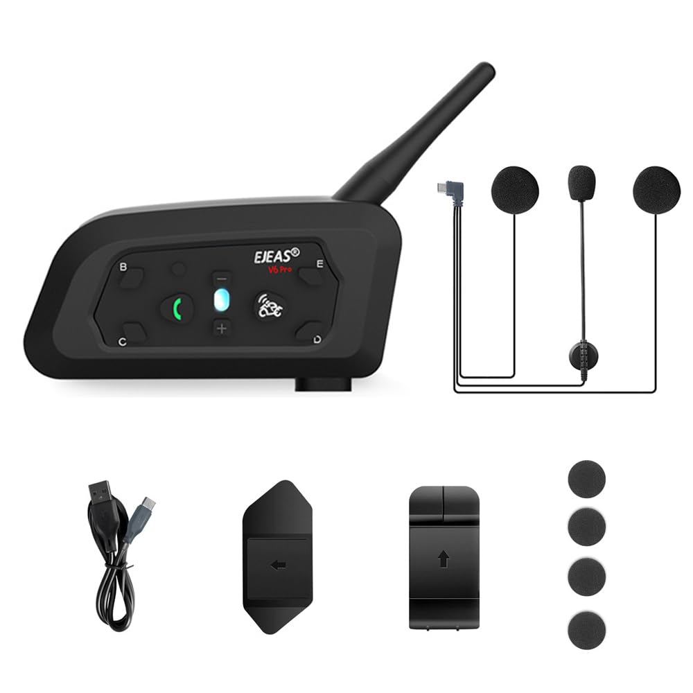EJEAS V6 Pro+ BT Interphone 1200M Bluetooth Motorbike Motorcycle Helmet Intercom Headset wi