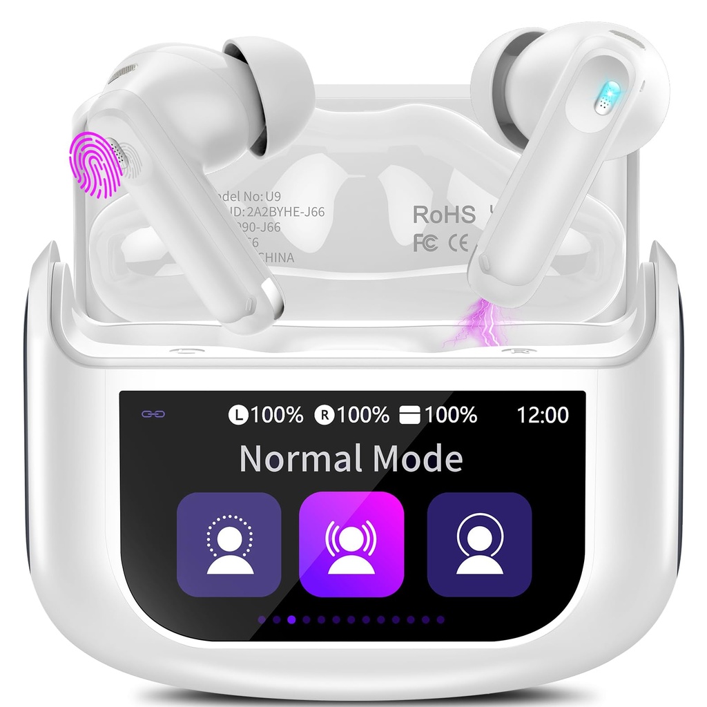 Wireless Earbuds, Bluetooth 5.4 Ear buds with Multifunctional Touch Screen, 48H Bass Stereo