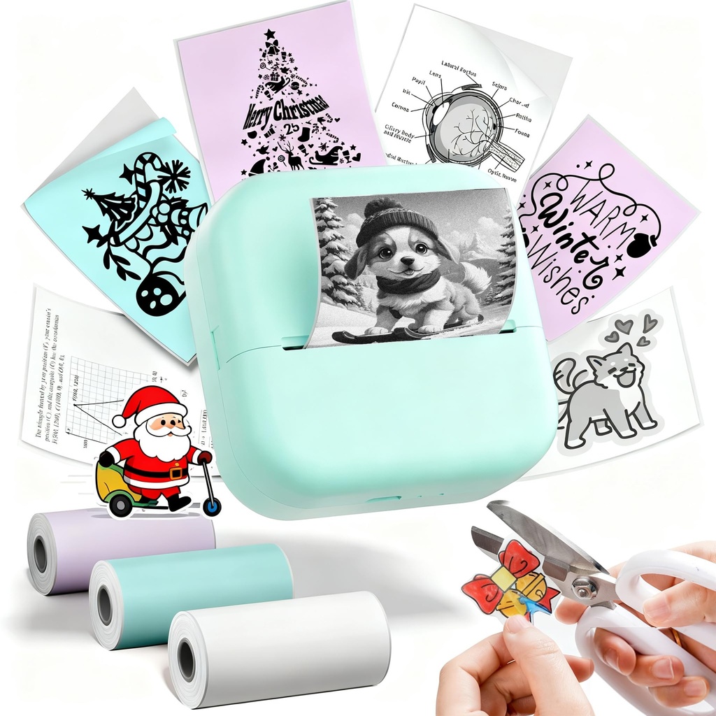 Omezizy Sticker Printer, M02X Mini Thermal Printer with Smart AI APP, Portable Inkless Stic