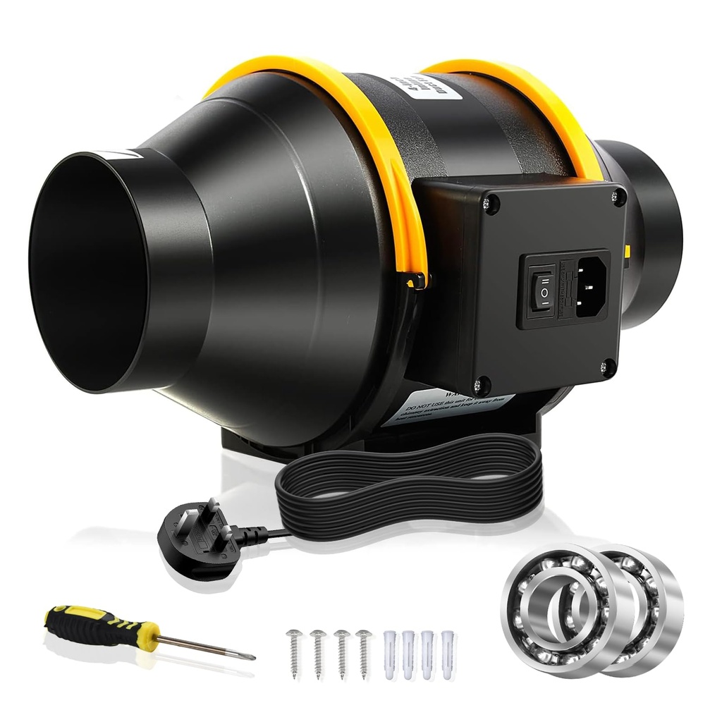 FanGoFast Inline Extractor Fan 100mm/4 inch with Adjustable Speed Controller and UK Plug