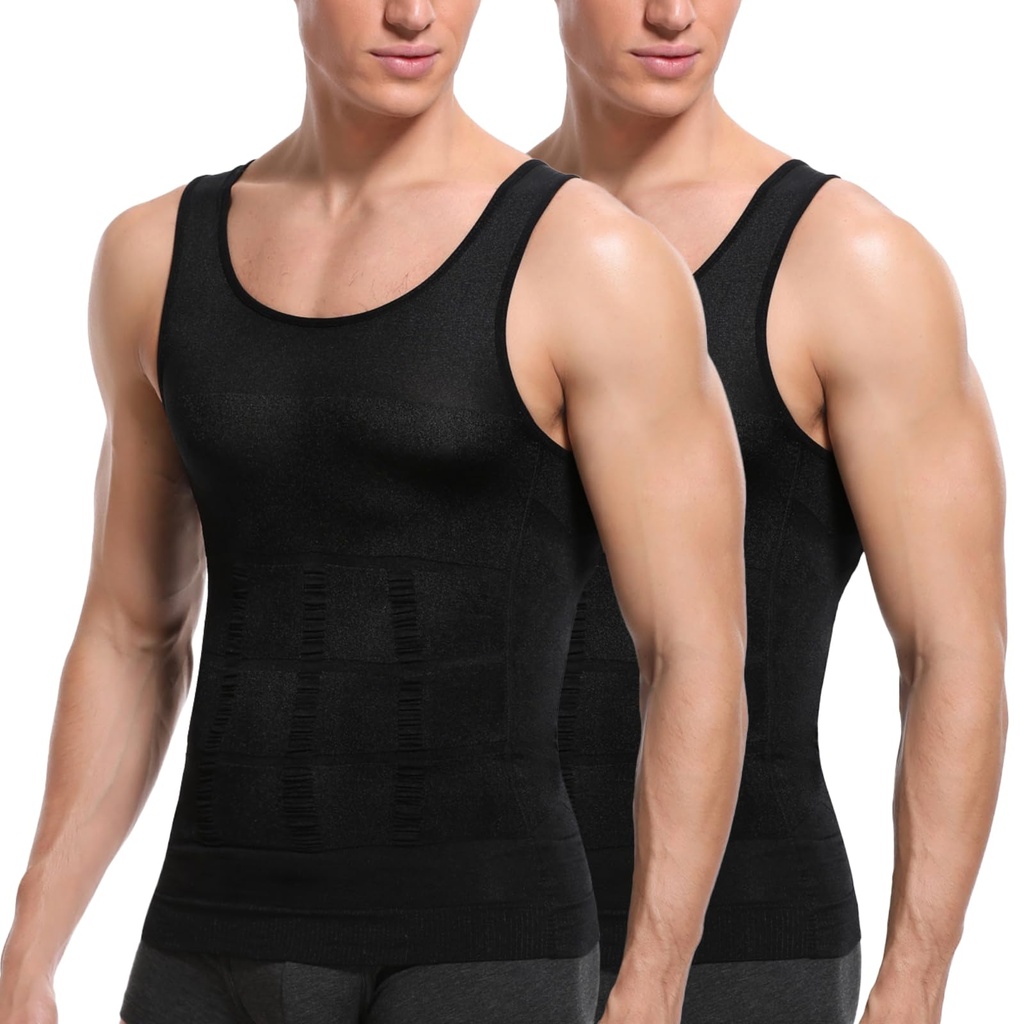 SLIMBELLE Men's Body Shaper Vest Slimming Vest Elastic Shapewear Compression Shirt for Men