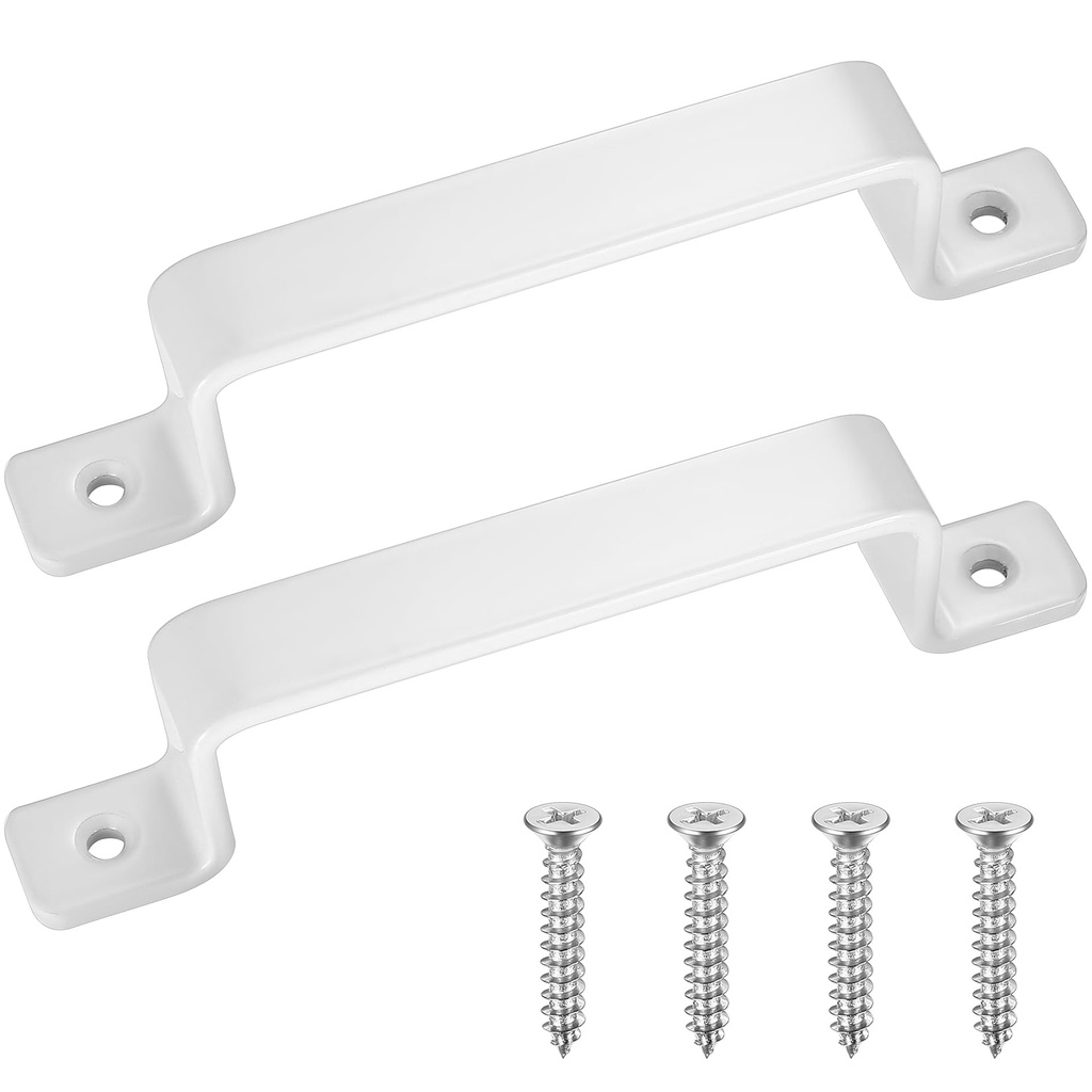 Vintage Cast Iron Door Handles, Set of 2, White, Perfect for Outdoor Spaces, Garage, Wardro