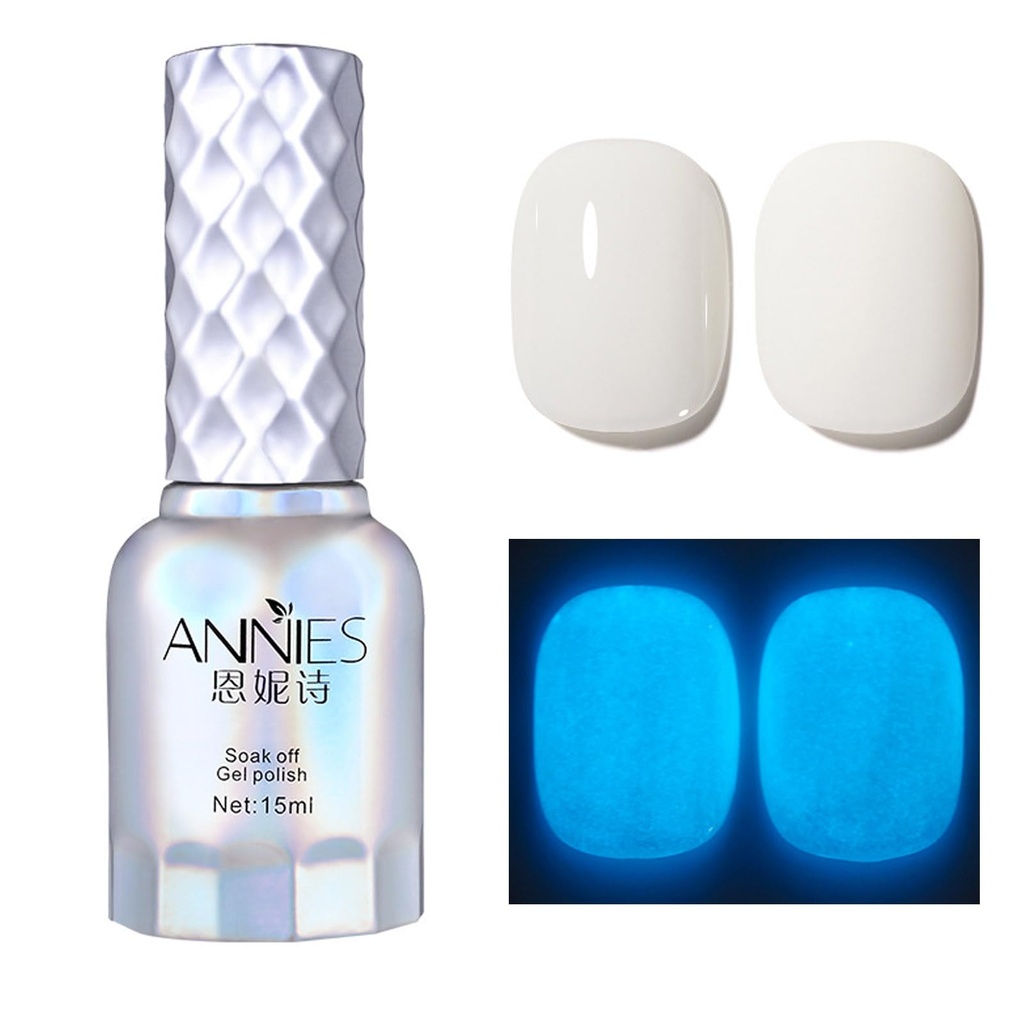 Neon Glow in The Dark Gel Nail Polish,Luminous Fluorescent White DIY Nail Art Glows Effect