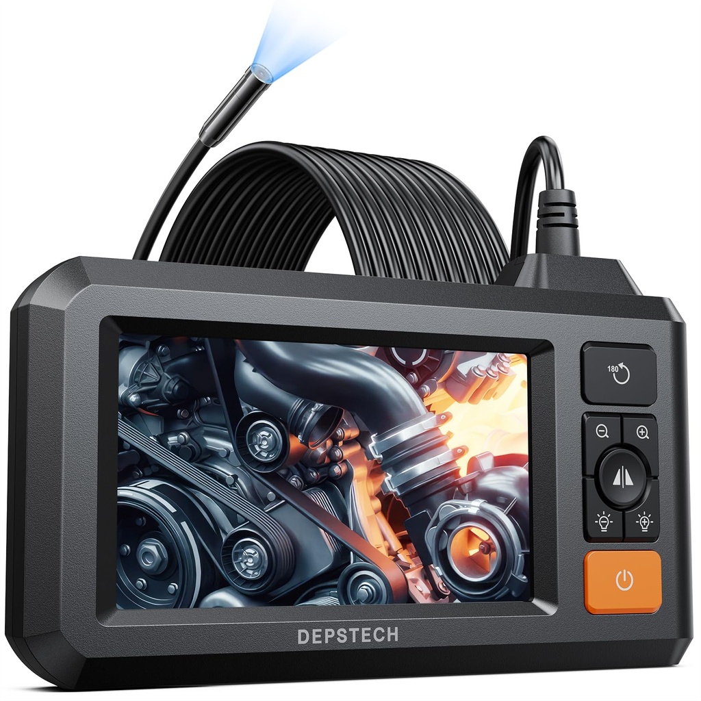 DEPSTECH Endoscope Inspection Camera, 4.3'' IPS Screen Borescope, IP67 Waterproof, 5M Semi-R