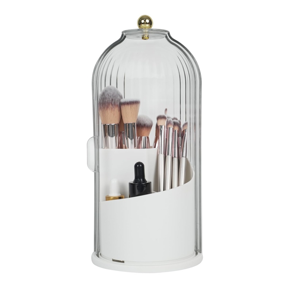 WVacFre Makeup Brush Holder Organizer with Lid,360 Rotating Clear Dust Proof Makeup Brushes