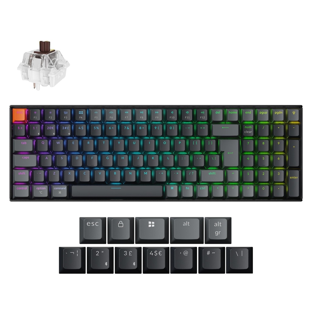 Keychron K4 QMK Wireless Custom Mechanical Keyboard, 96% Layout Bluetooth/2.4G/USB-C Progra