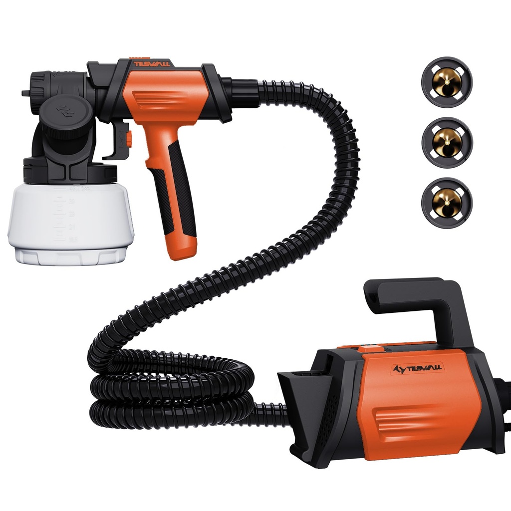 Tilswall Paint Spray Gun Shark 800 HVLP Electric Paint Sprayer with 1300ml Container, 120 D