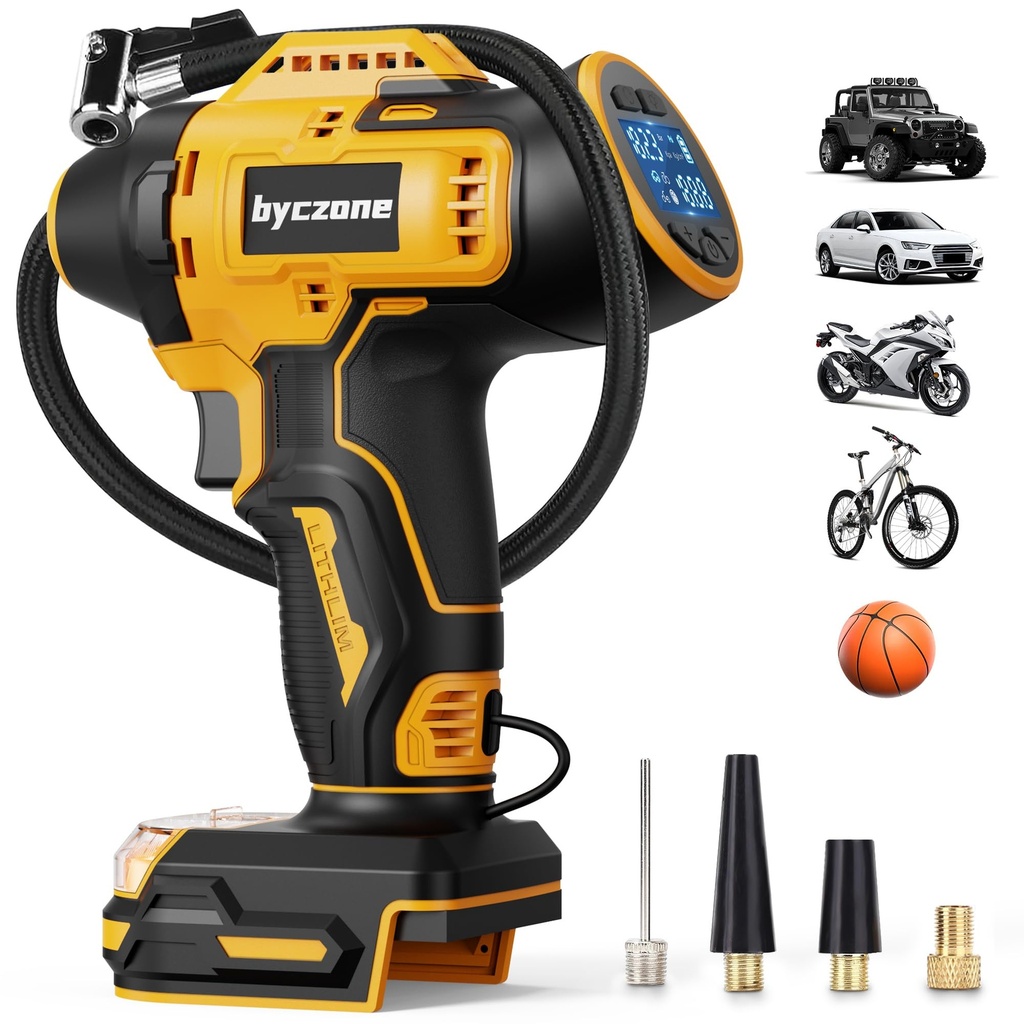 Tyre Inflator Compatible with Dewalt 18V Battery, 160 PSI Cordless Air Compressor with LCD