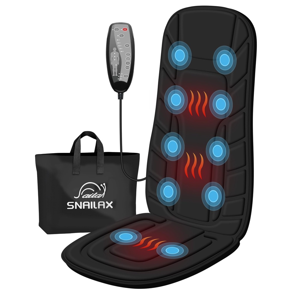 Snailax Back Massager with Heat, Massage Seat Cushion with 10 Motors, Massage Chair Pad for