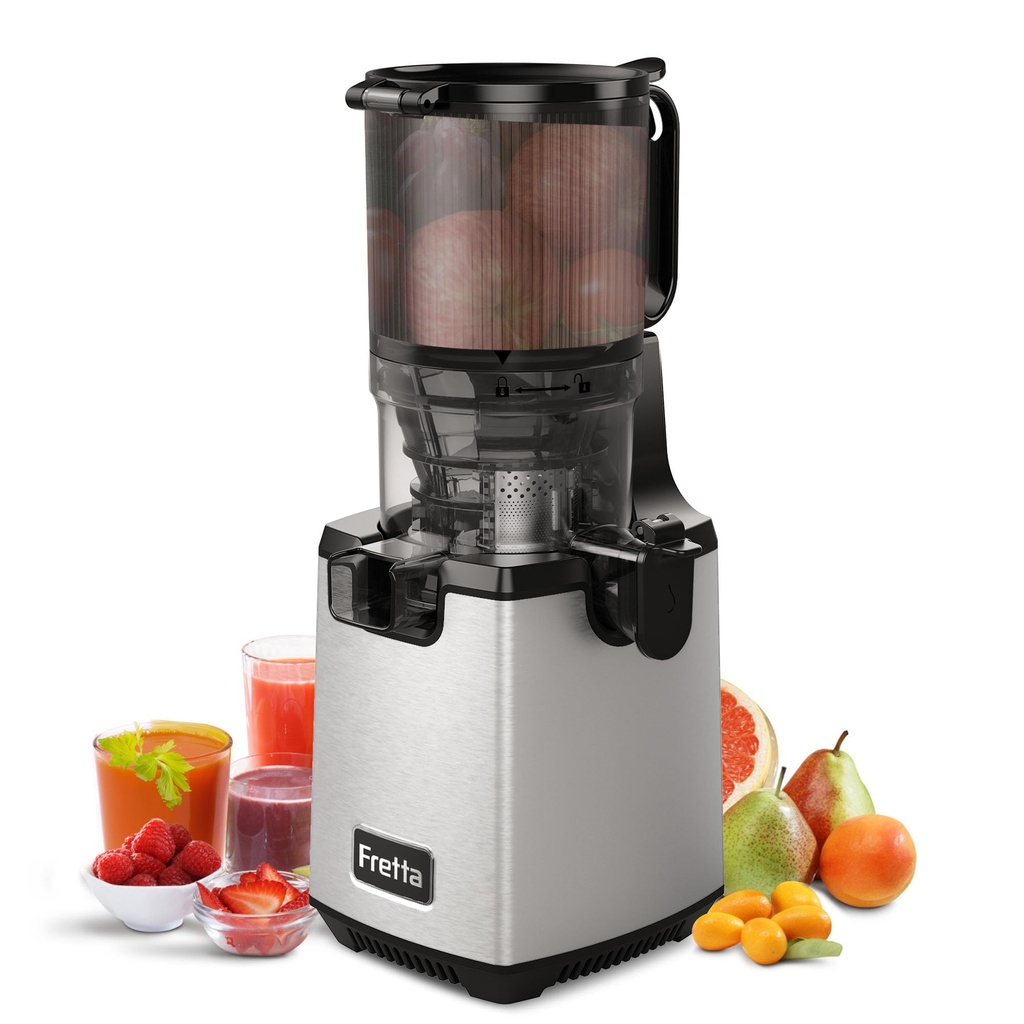 Fretta Cold Press Juicer with 135mm Wide Feed Chute,Slow Masticating Juicer Machines for Wh