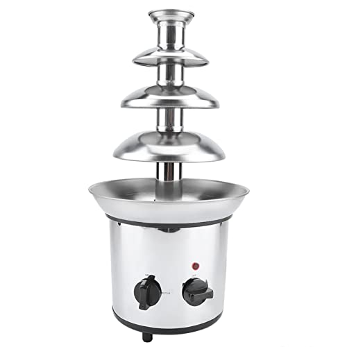 4-Tier Stainless Steel Chocolate Fountain Machine, Electric Fondue Maker, 170W,