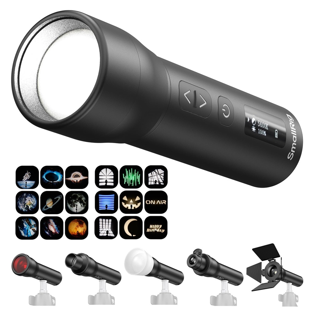 SMALLRIG RF 05B Portable LED Photography Flashlight 1900K-8000K, 2600mAh 5W-8W Zoom Video L