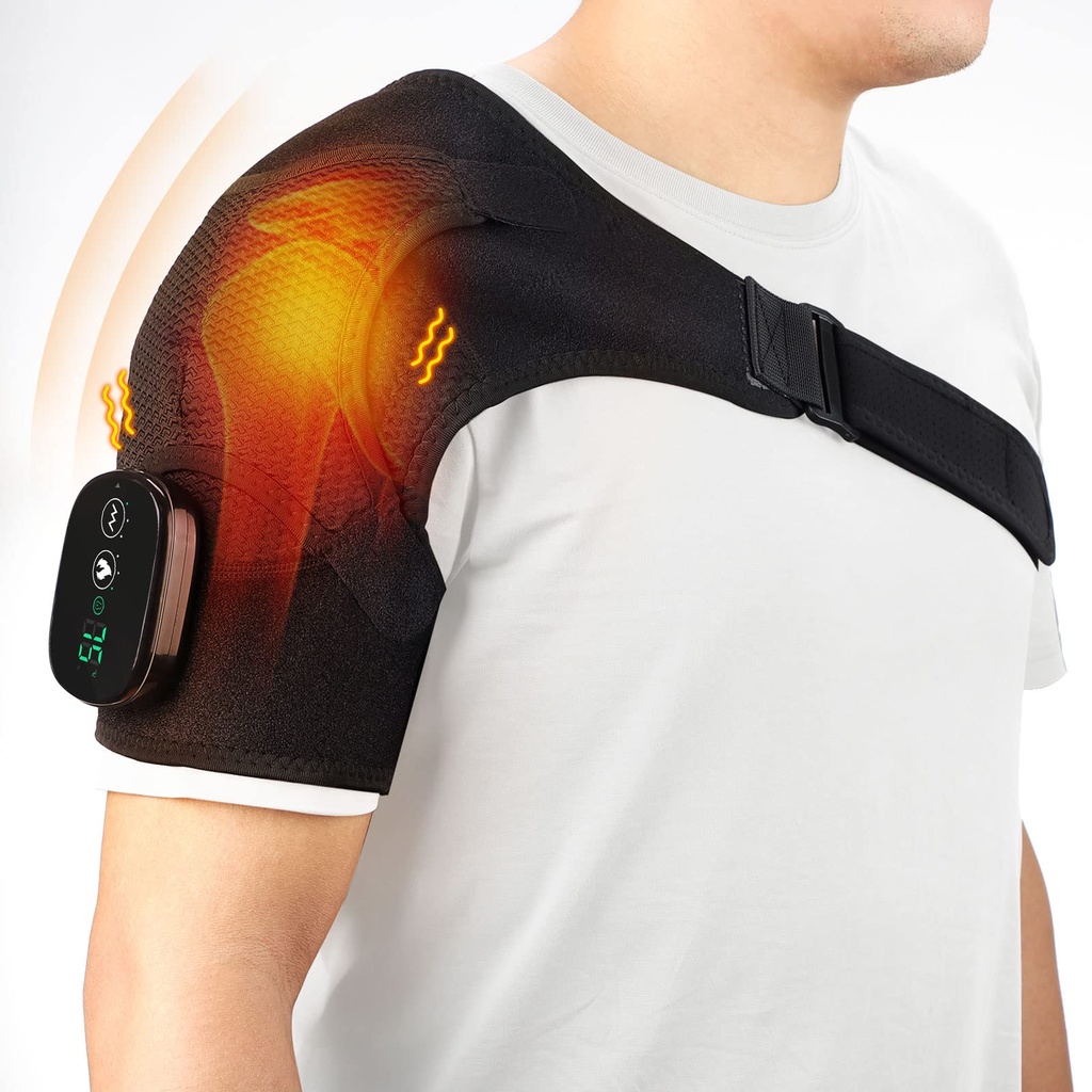 AFDEAL Heated Shoulder Wrap Brace Support with Vibration, Heating Electric Shoulder Wrap wi