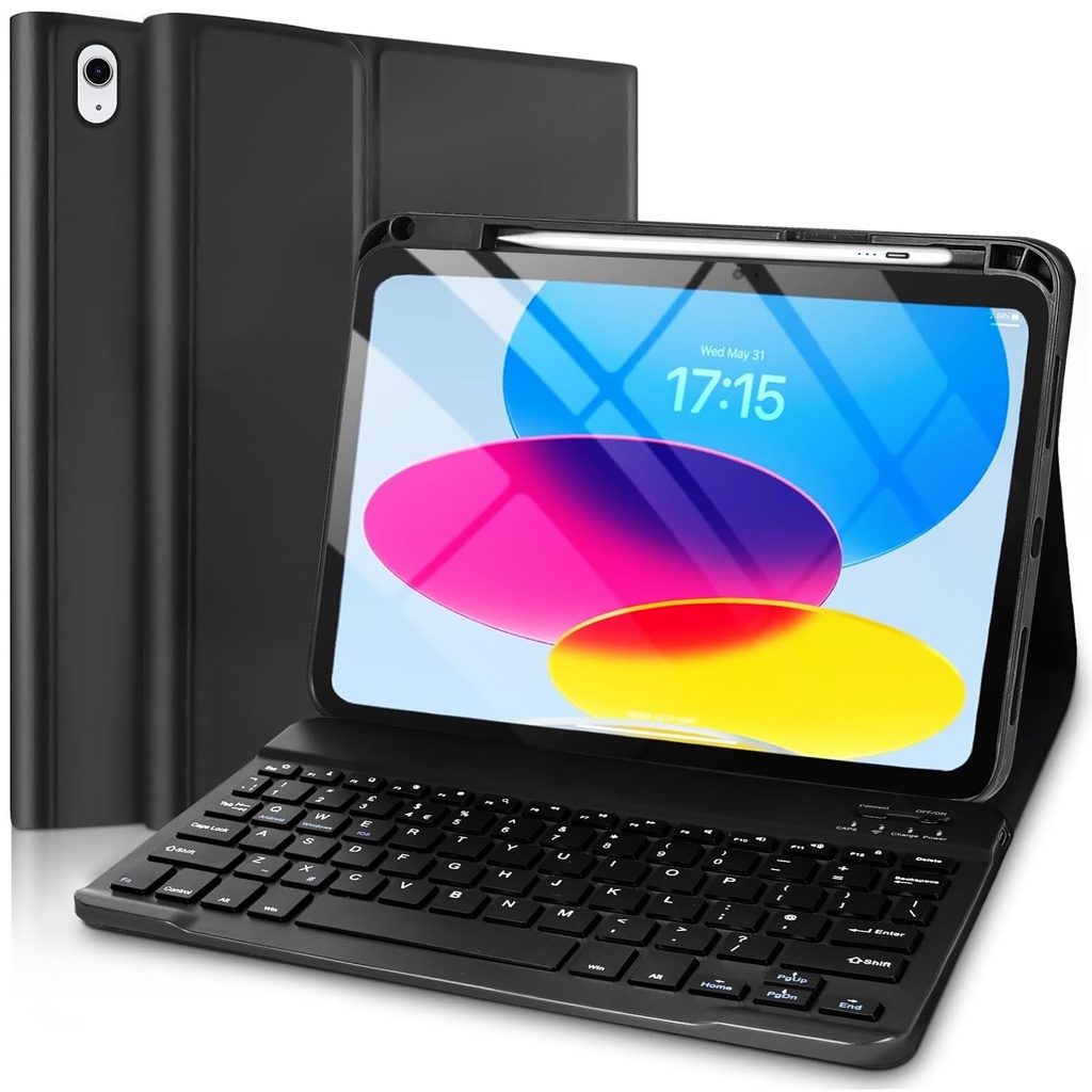 TENGWUDZ Keyboard Case for iPad 10th Generation 10.9 inch 2022, Smart Case With Bluetooth K