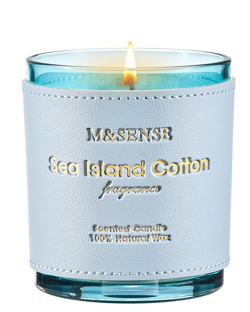 M&SENSE Sea Island Cotton Luxury Organic Scented Candles Gifts for Women 280g 42H Fresh Lemo