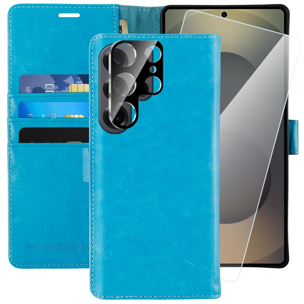 MONASAY for Samsung Galaxy S25 Ultra Case [Screen Protector and Lens protector][RFID Blocki