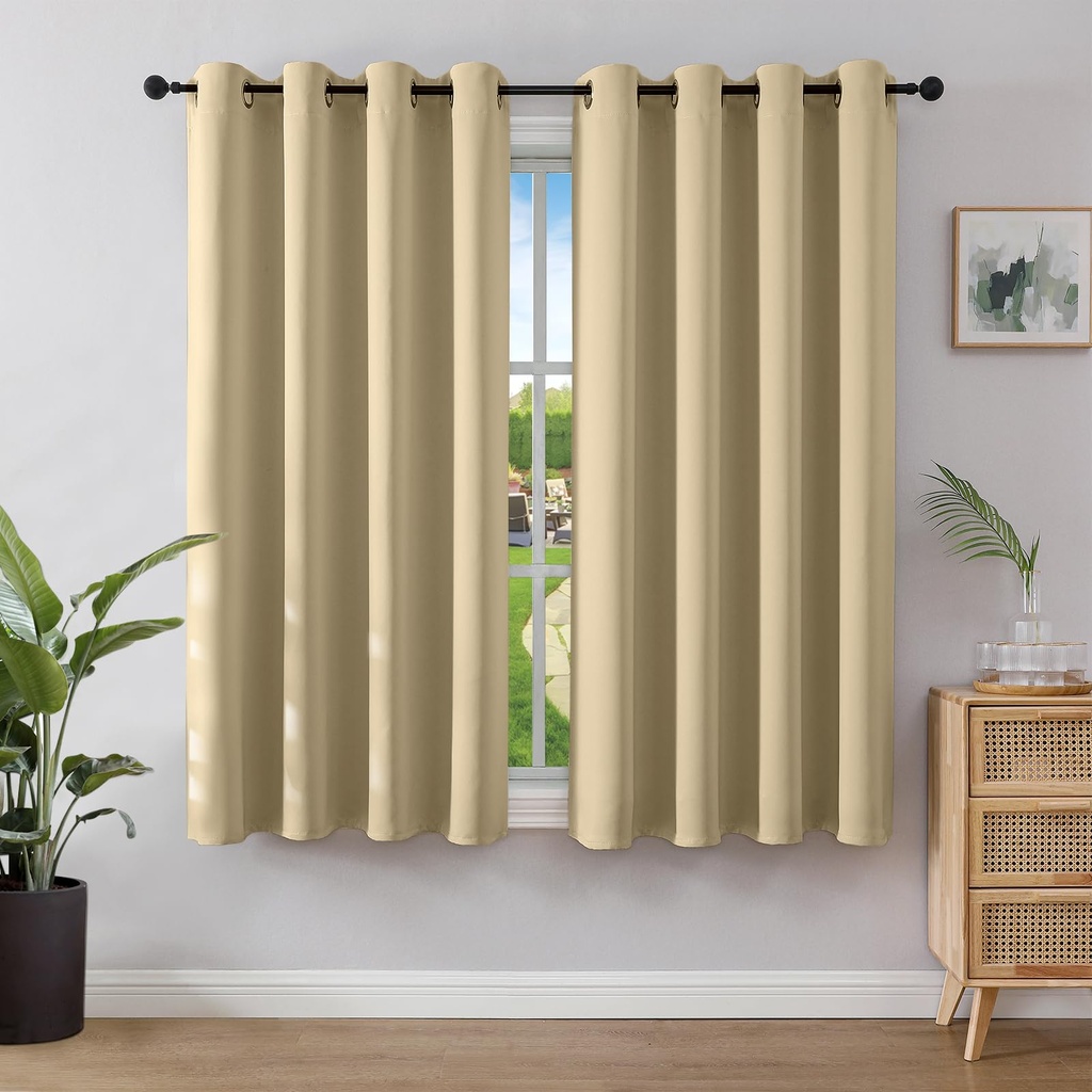 Joydeco Blackout Curtains for Bedroom 46 x 54 Inch, Eyelet Thermal Insulated Energy-saving