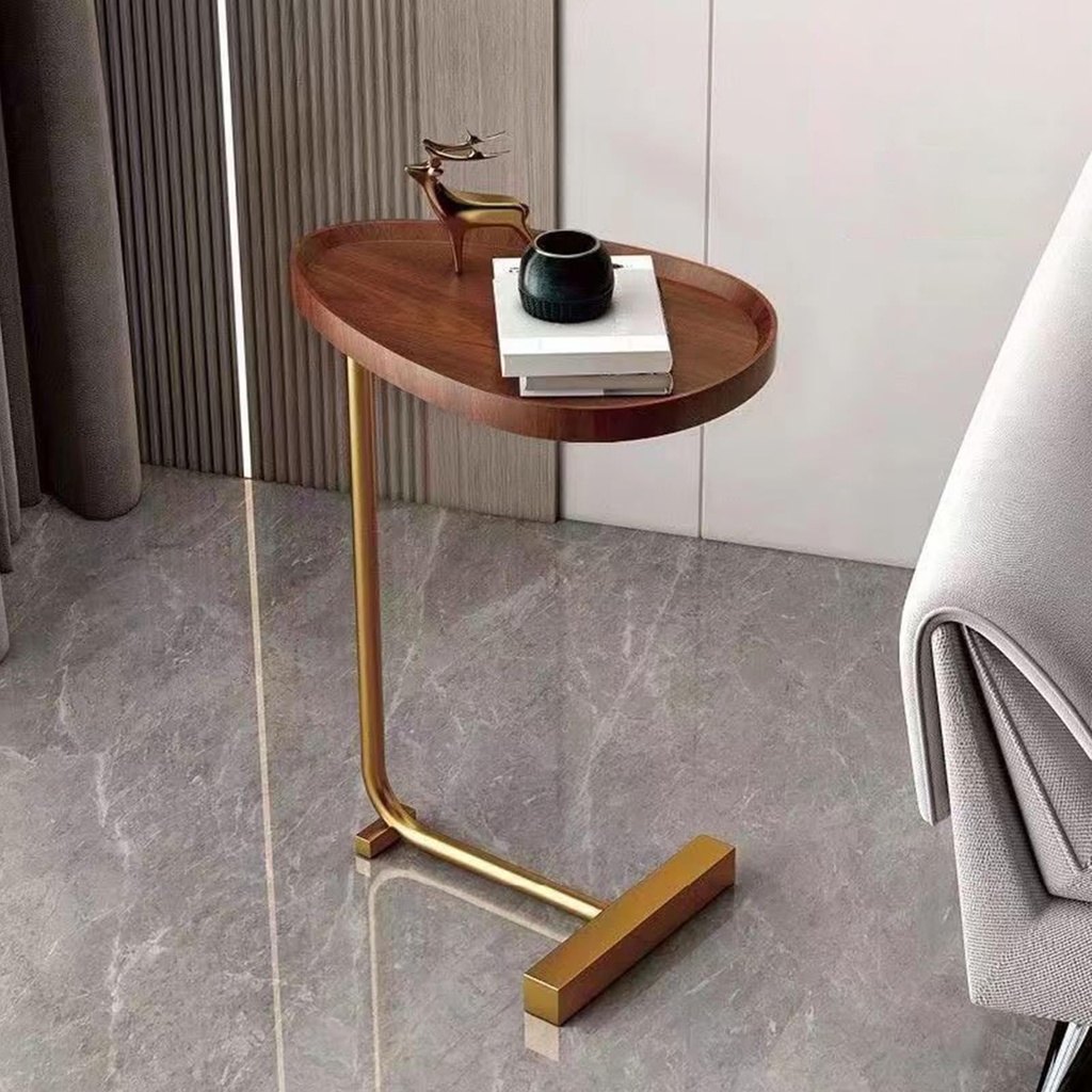 Riuulity C-shaped Side Table, Modern Small Side Table with Metal Frame for Living Room for