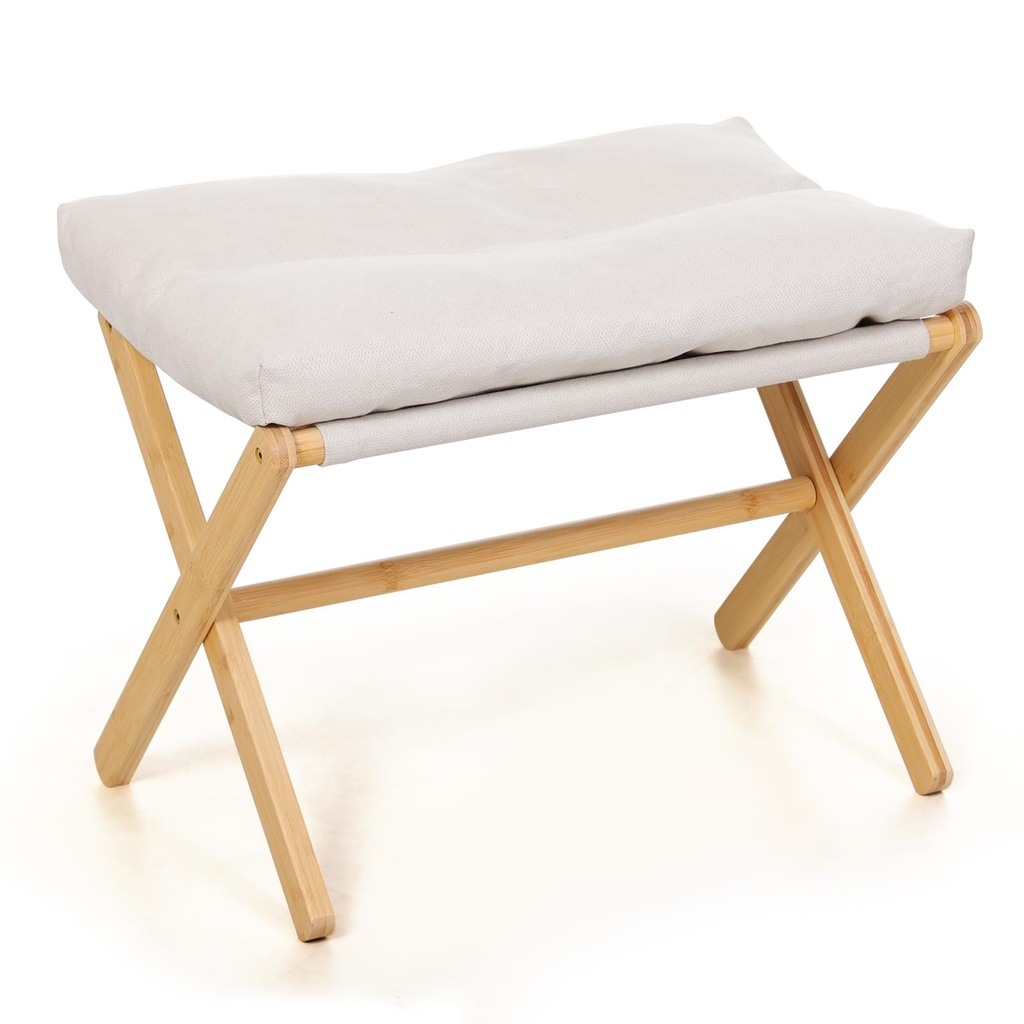 Fanwer Foot Stool Living Room, Foot Stool Folding, with Wooden Legs, Footrest for Sofa