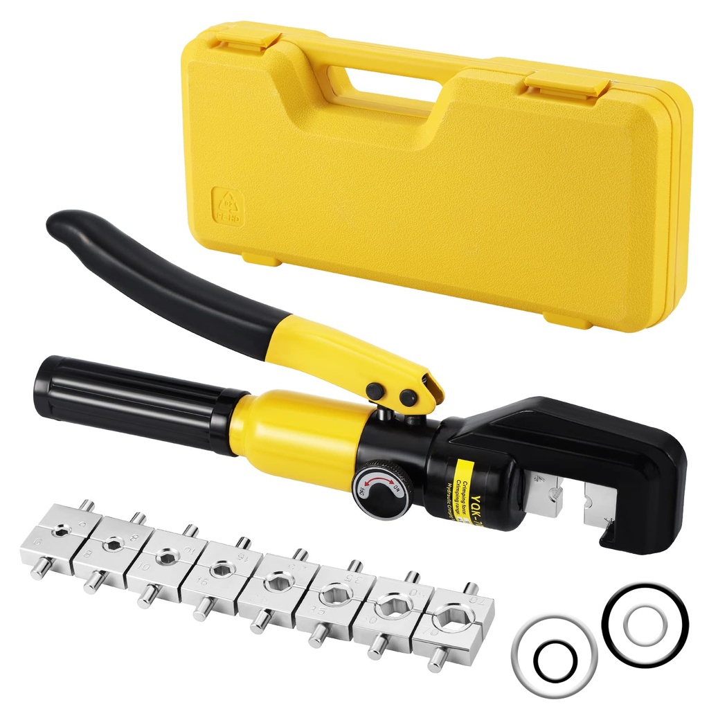 HSEAMALL 10Tons Hydraulic Crimping Tool Crimper Plier for Copper and Aluminum Terminal Lugs