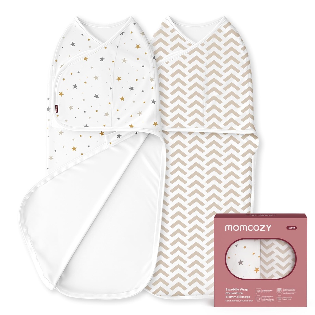 momcozy Swaddles for Newborns 0-3 Months, Quiet Fastener Swaddle Wrap, Easy for New Parents
