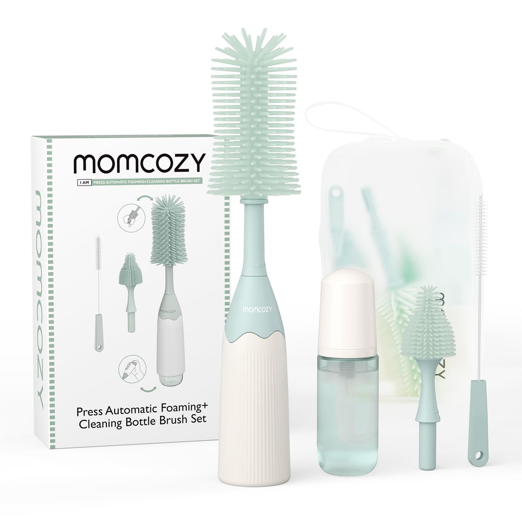 Momcozy Innovative Baby Bottle Brush Set, Press-to-foam Design for Ease of Clean, 2 Brush H