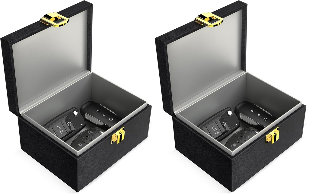 Faraday Box for Car Keys & 2 Pack Faraday Pouch, Keyless Car Key Signal Blocking Box, Anti-Theft R
