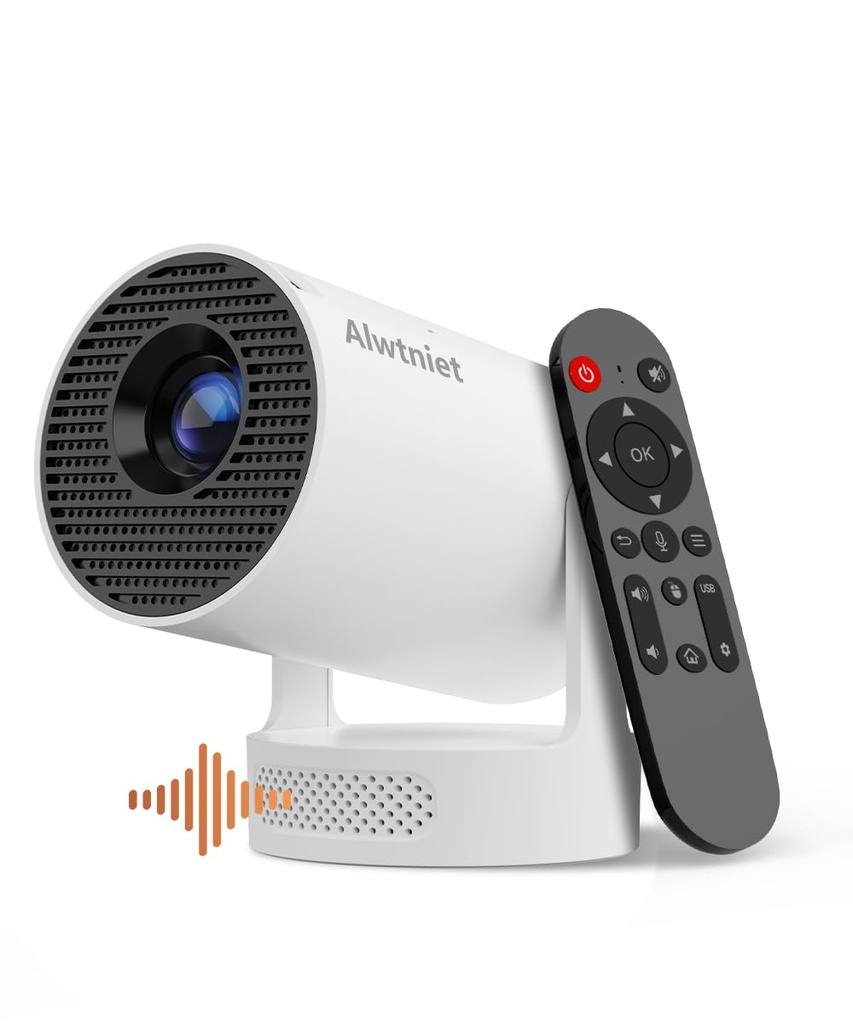 Mini Projector with Speaker, 4K Support Projector for Bedroom Portable Smart Projectors WiFi