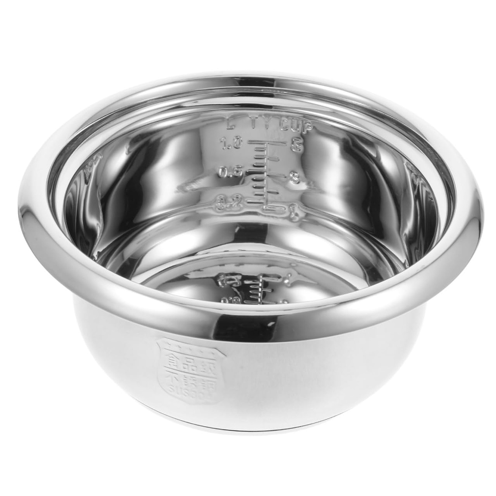 PRETYZOOM 23cm 304 Stainless Steel Rice Cooker, 2L Inner Lid Universal Insert Replacement P